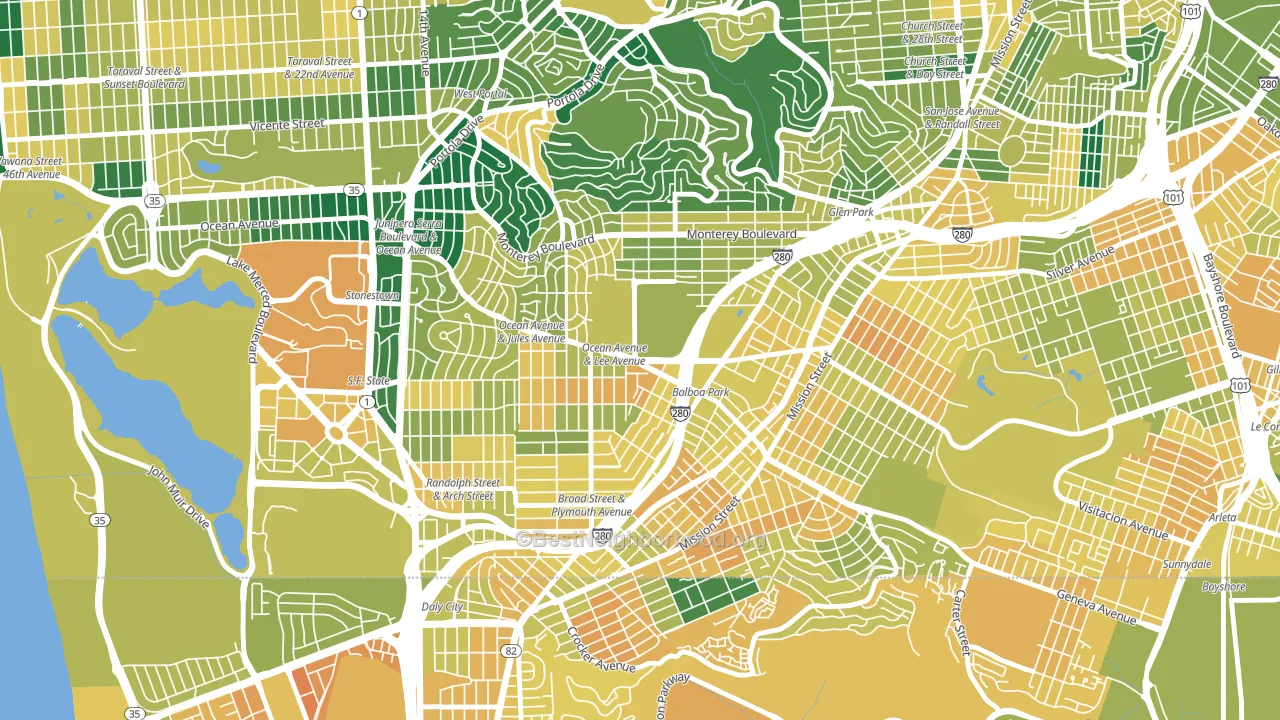 Ingleside, San Francisco, CA block-group voter-turnout map