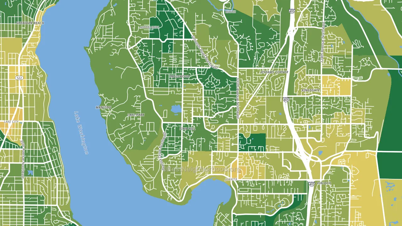 Inglewood-Finn Hill, WA block-group voter-turnout map