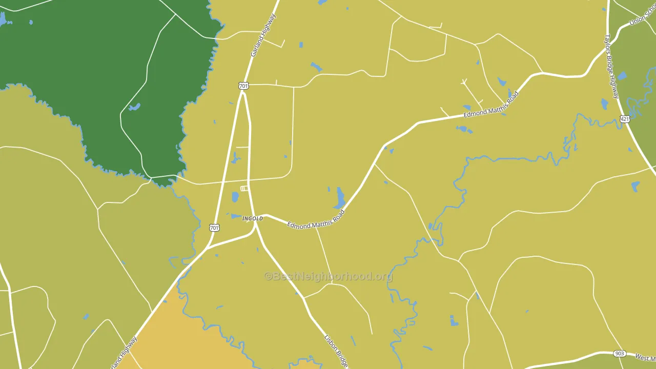 Ingold, NC block-group voter-turnout map