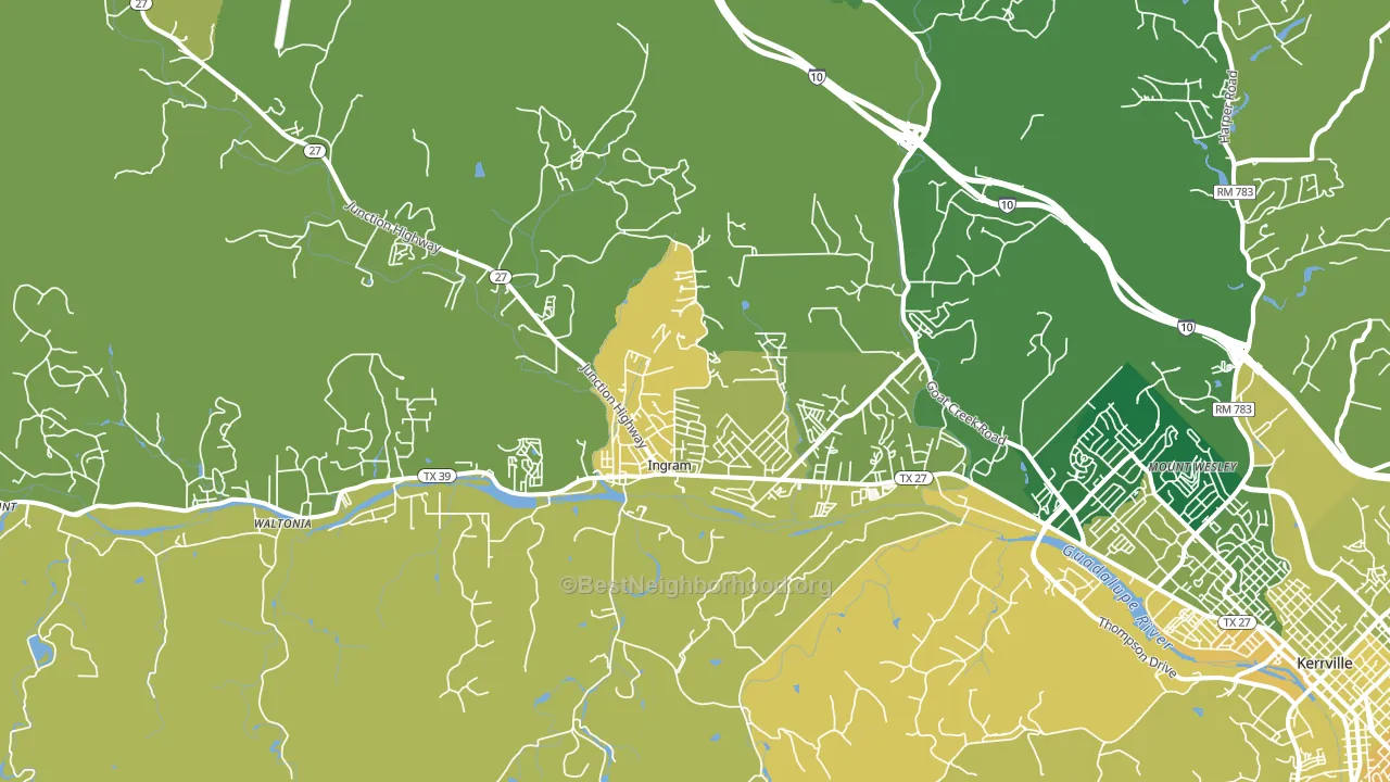 Ingram, TX block-group voter-turnout map