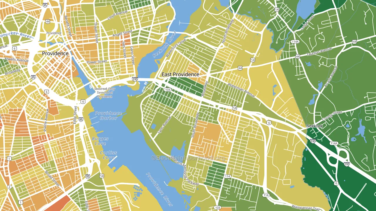 Ingrams Corner, East Providence, RI block-group voter-turnout map