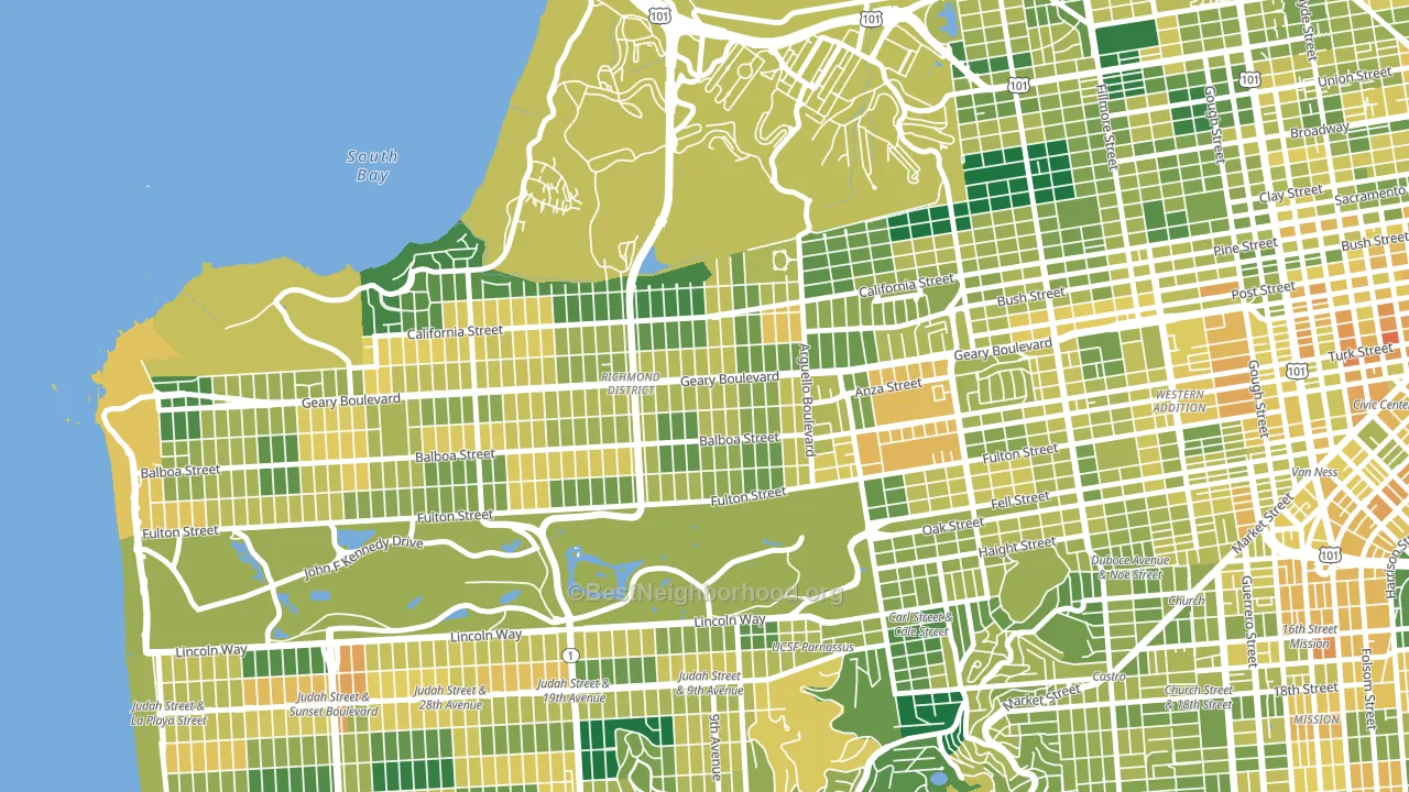 Inner Richmond, San Francisco, CA block-group voter-turnout map