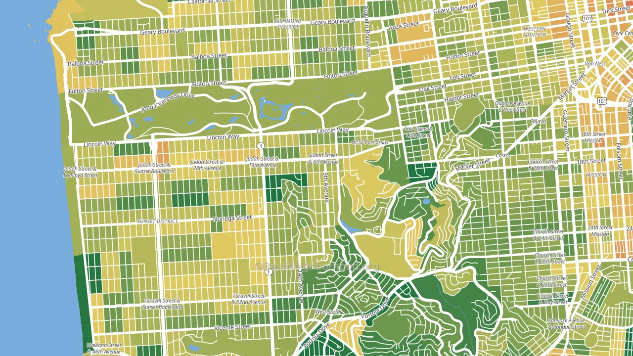 Inner Sunset, San Francisco, CA block-group voter-turnout map