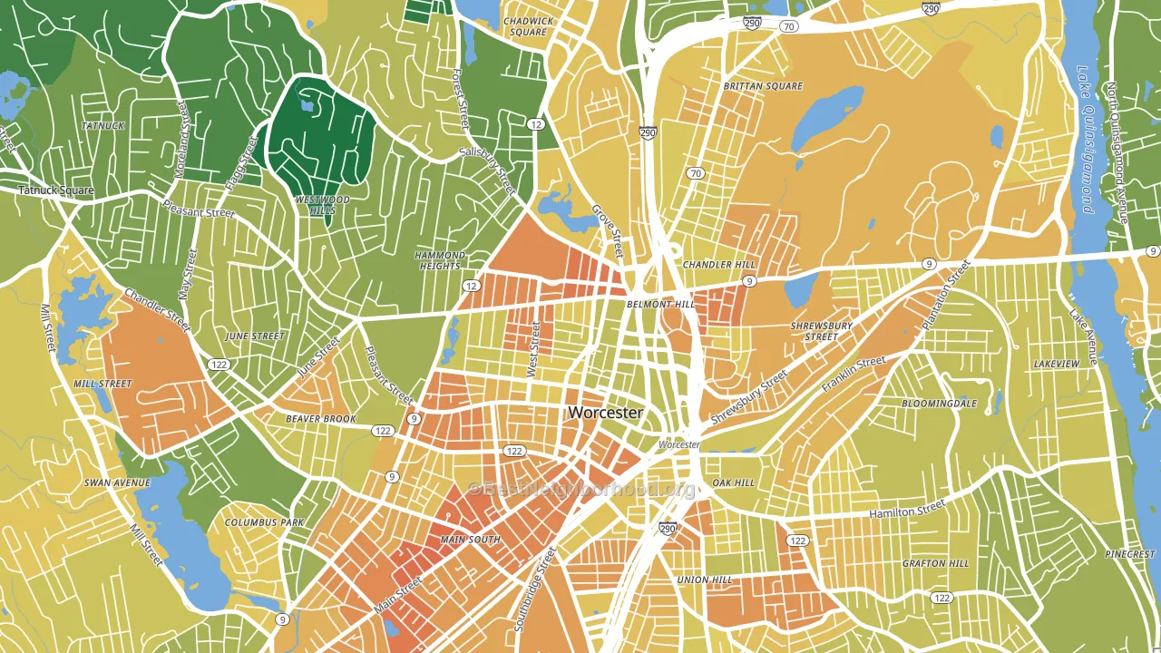 Institute Park, Worcester, MA block-group voter-turnout map