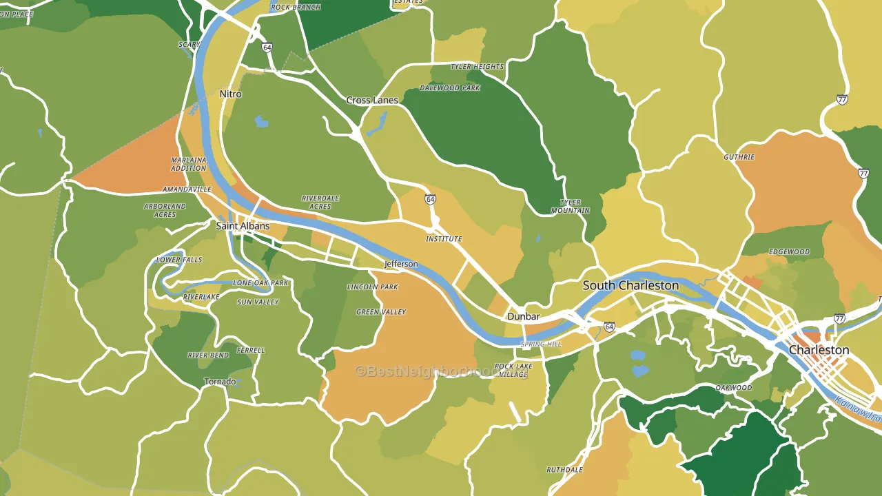 Institute, WV block-group voter-turnout map