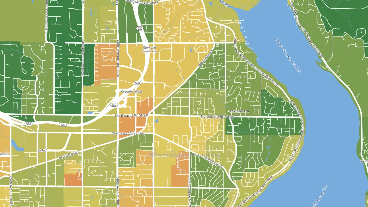 Interlake, Bellevue, WA block-group voter-turnout map