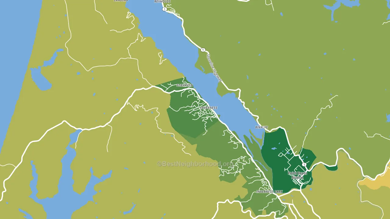 Inverness, CA block-group voter-turnout map
