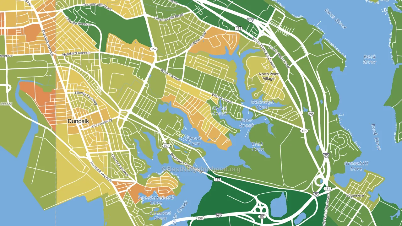 Inverness, Dundalk, MD block-group voter-turnout map
