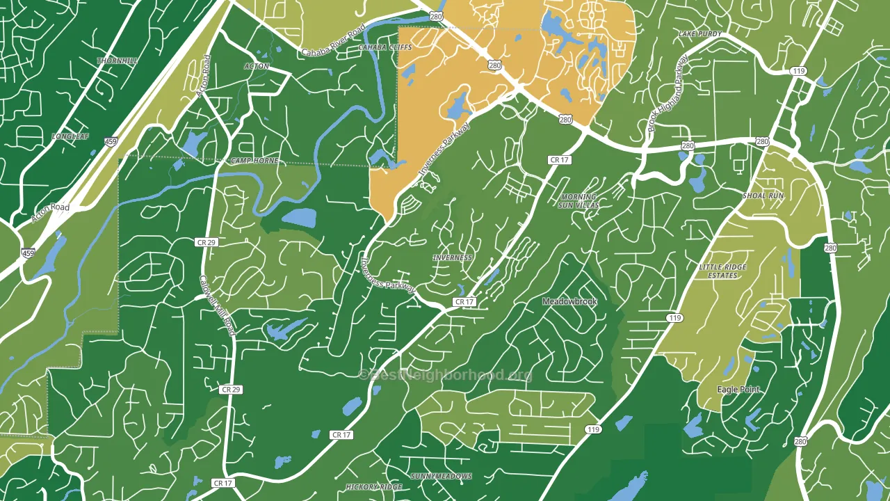 Inverness, Hoover, AL block-group voter-turnout map