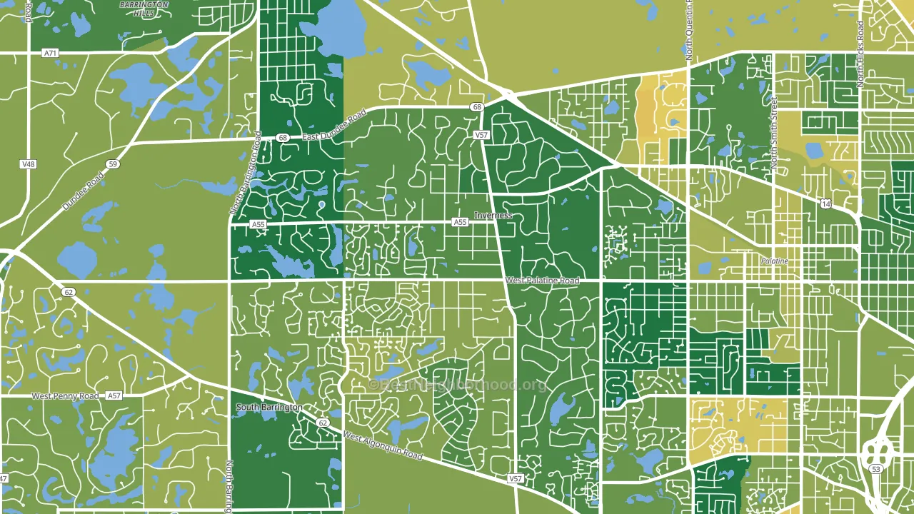 Inverness, IL block-group voter-turnout map
