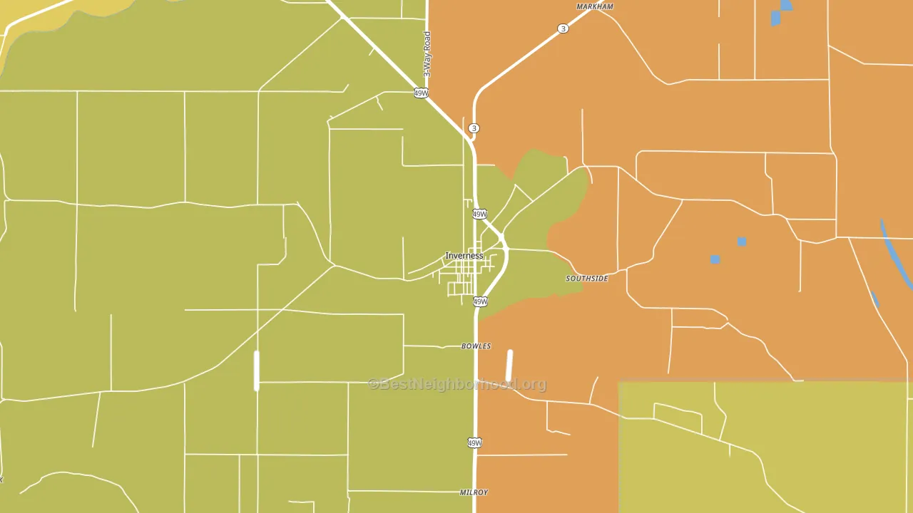 Inverness, MS block-group voter-turnout map