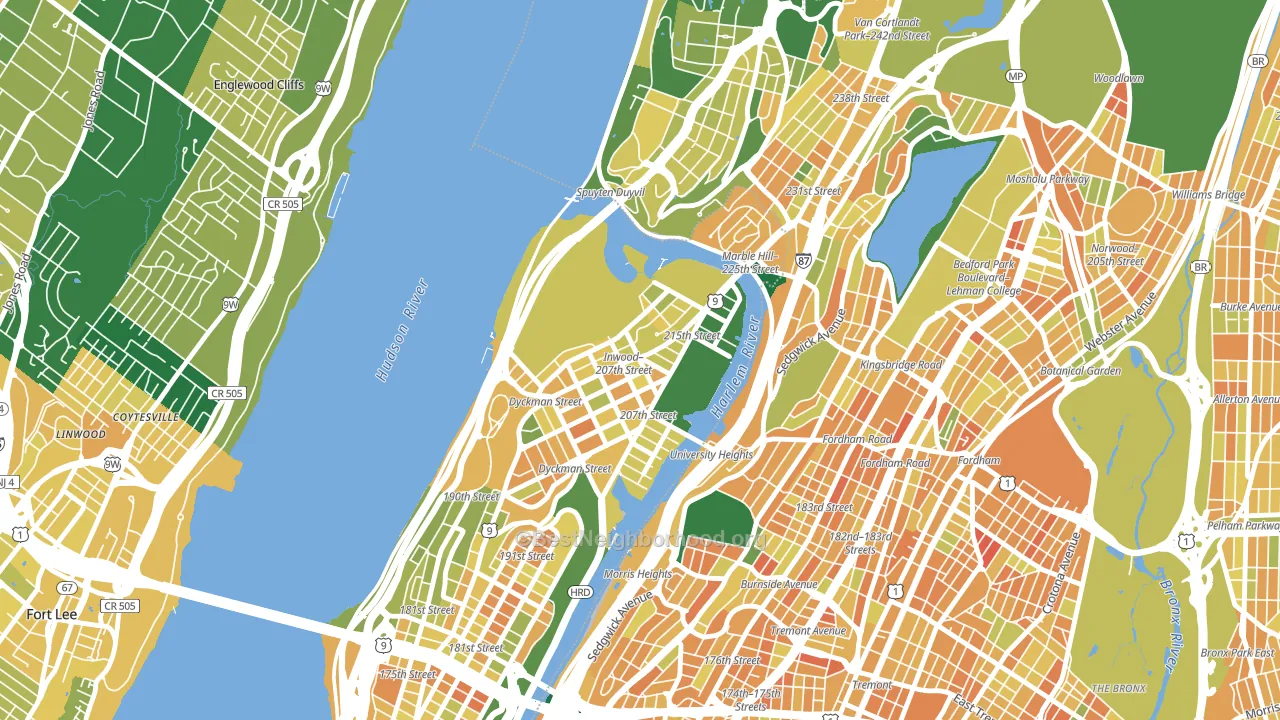 Inwood, Manhattan, NY block-group voter-turnout map