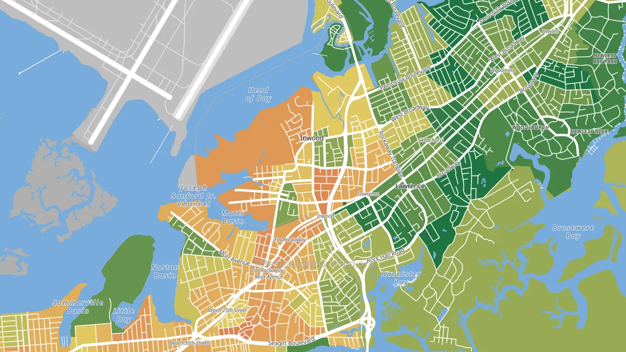 Inwood, NY block-group voter-turnout map