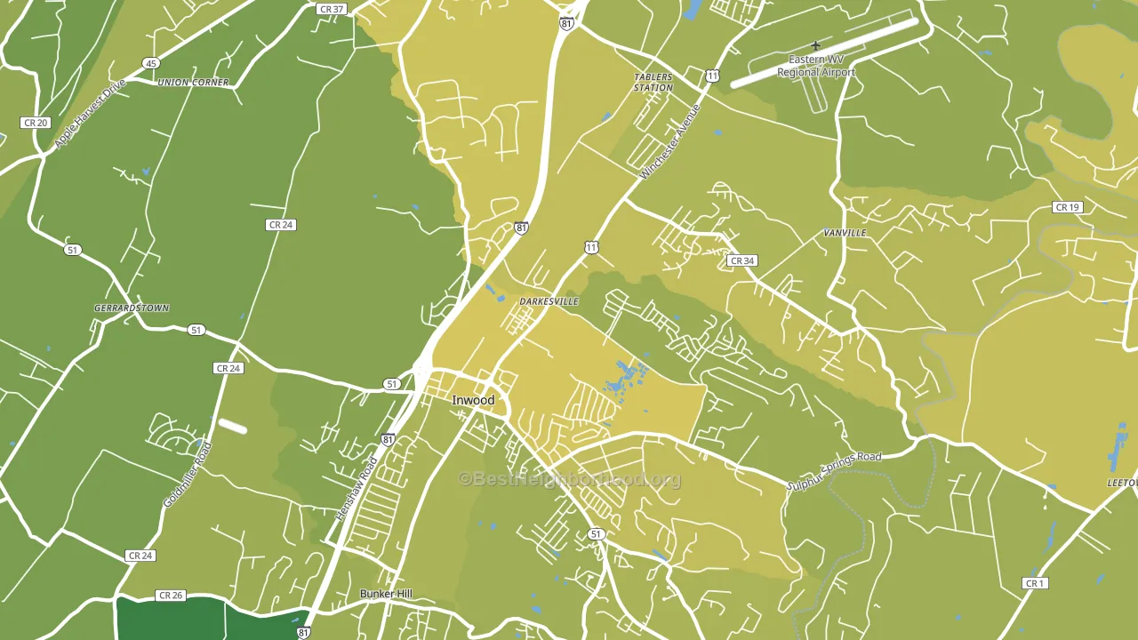 Inwood, WV block-group voter-turnout map