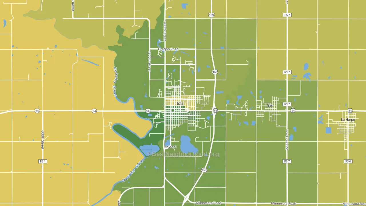 Iola, KS block-group voter-turnout map