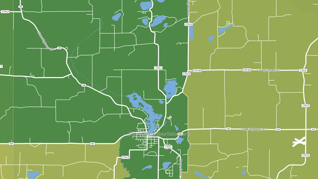 Iola, WI block-group voter-turnout map