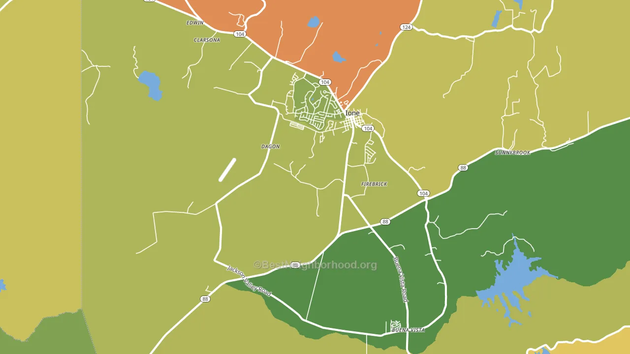 Ione, CA block-group voter-turnout map