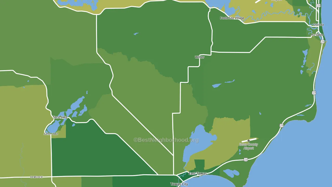 Iosco County, MI block-group voter-turnout map