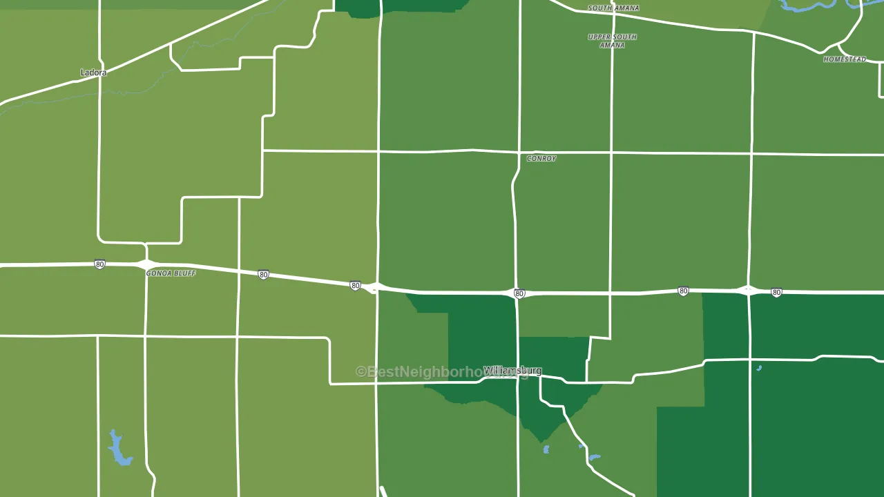 Iowa County, IA block-group voter-turnout map