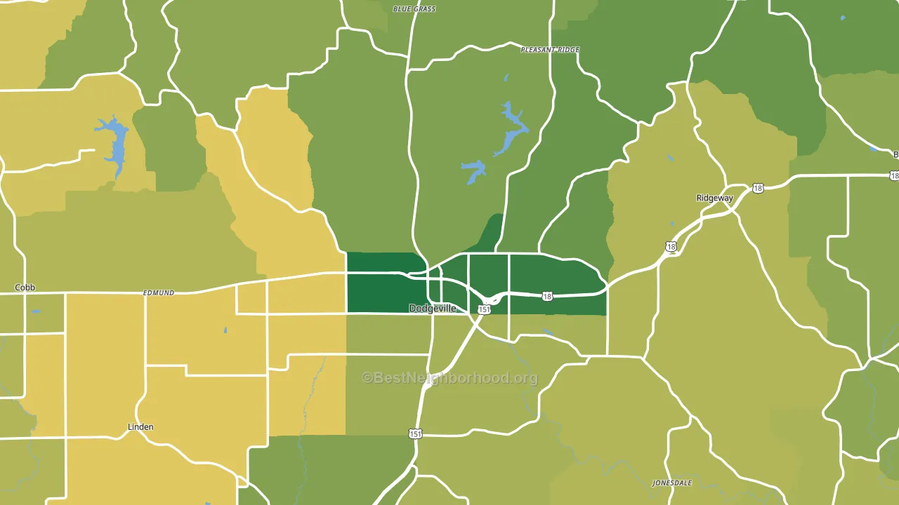 Iowa County, WI block-group voter-turnout map