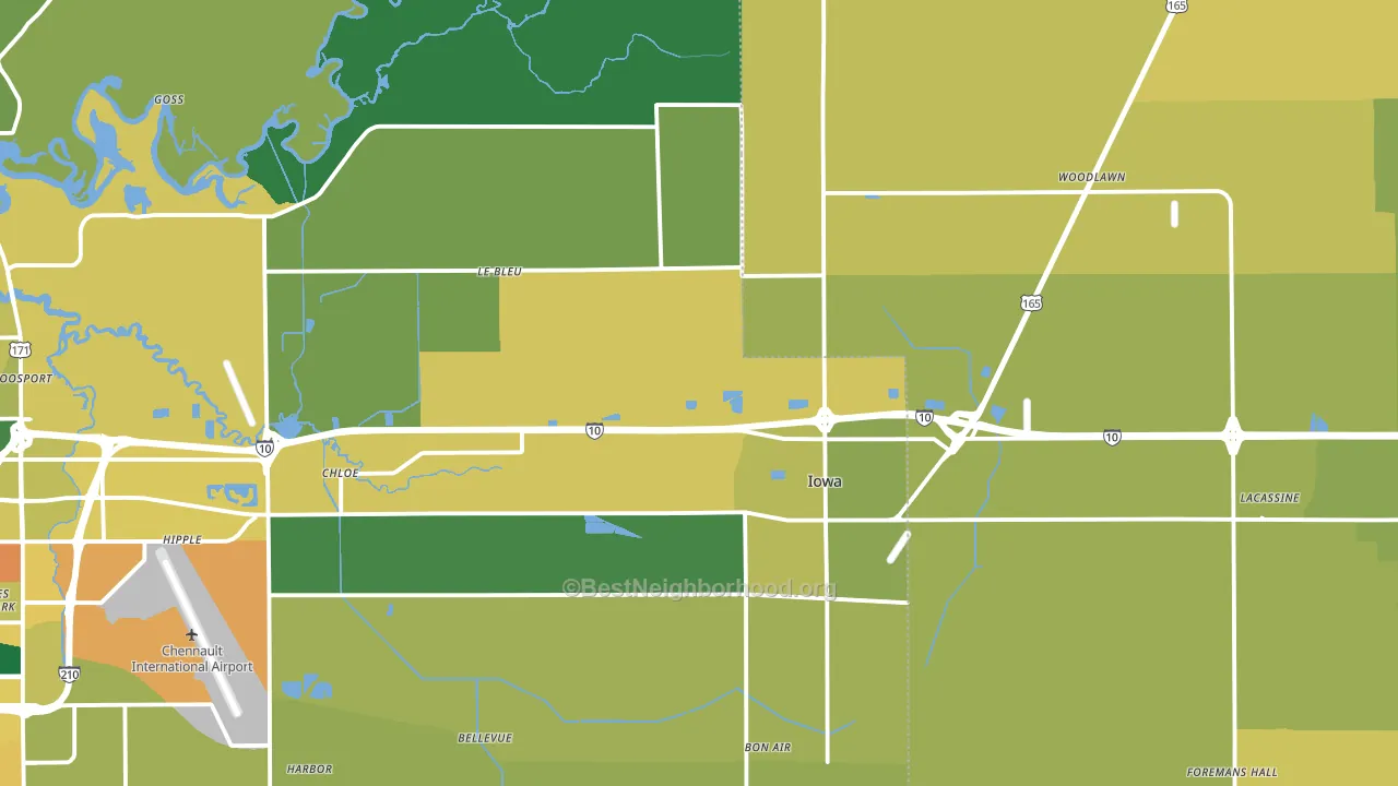 Iowa, LA block-group voter-turnout map