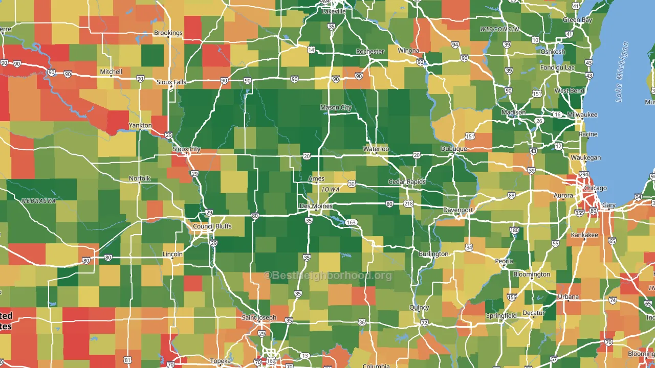 Iowa block-group voter-turnout map