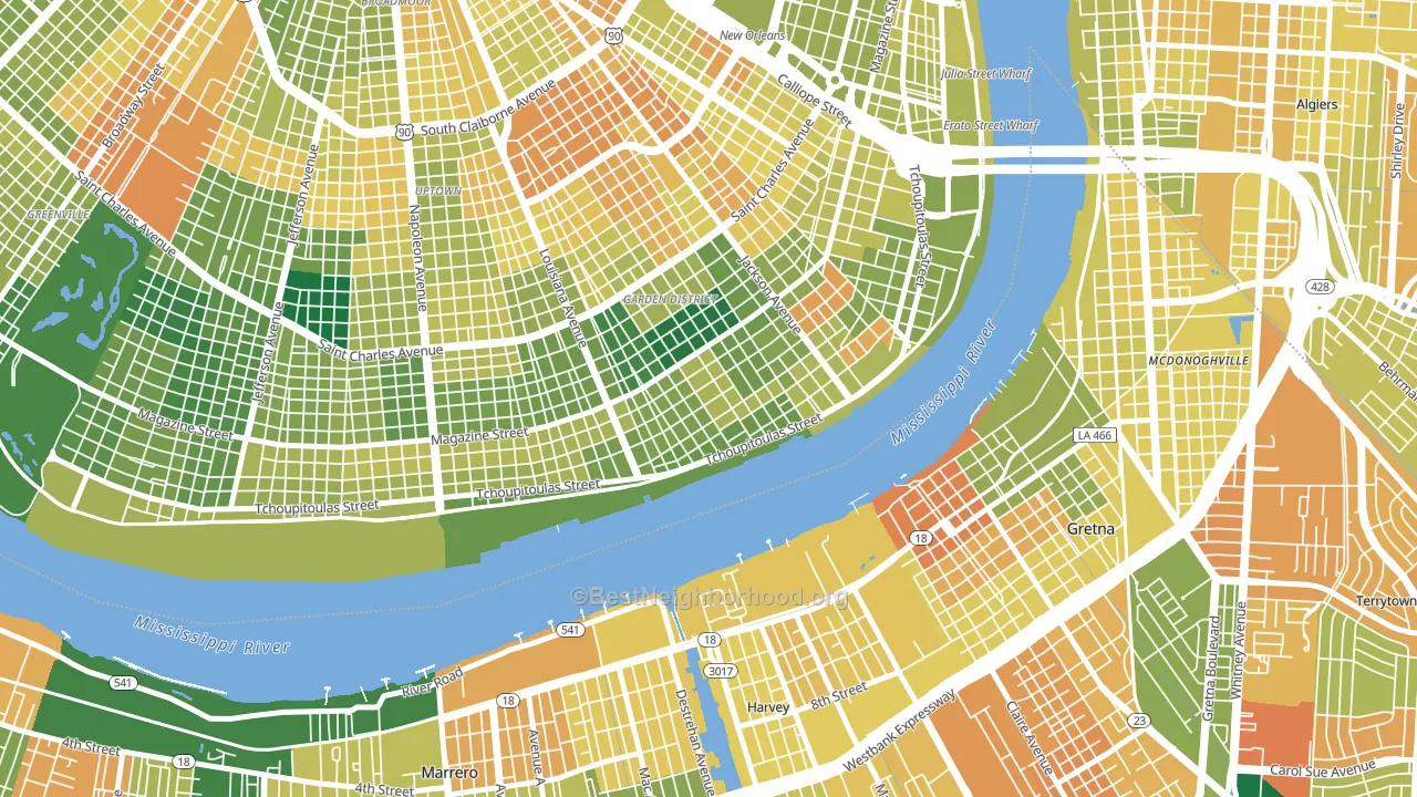 Irish Channel, New Orleans, LA block-group voter-turnout map