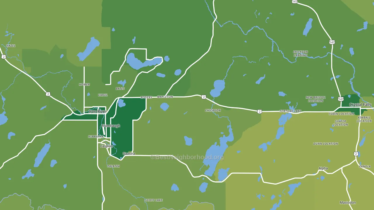 Iron County, MI block-group voter-turnout map