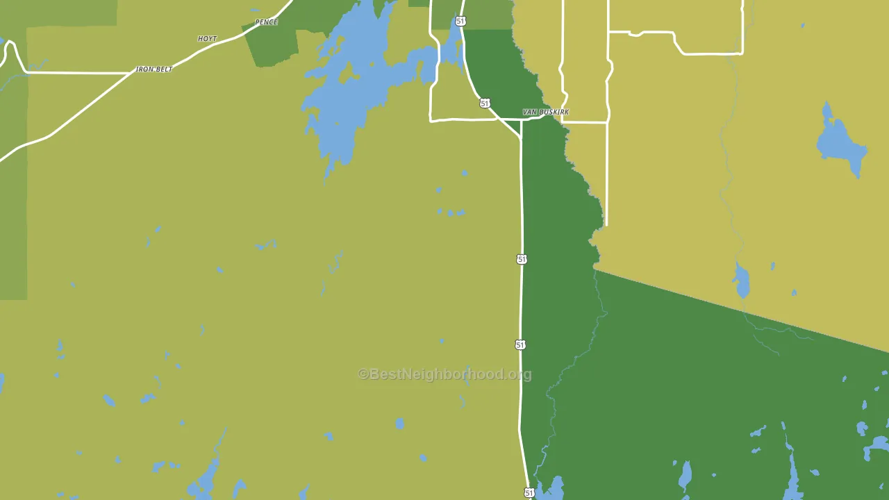 Iron County, WI block-group voter-turnout map