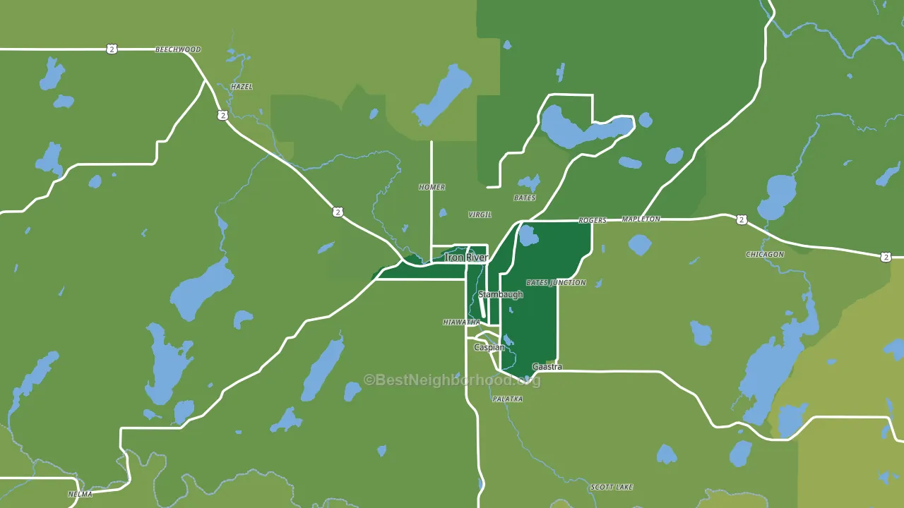 Iron River, MI block-group voter-turnout map