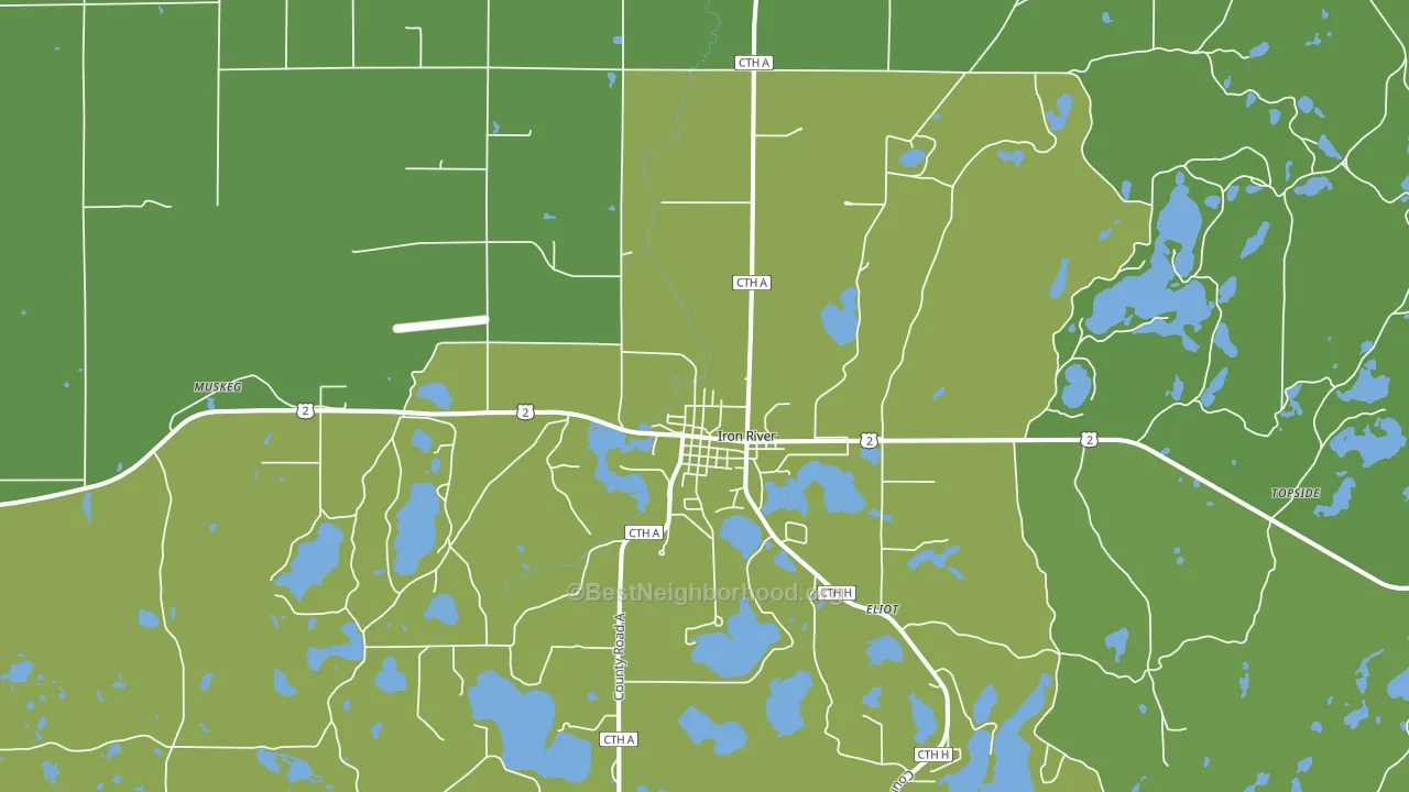Iron River, WI block-group voter-turnout map
