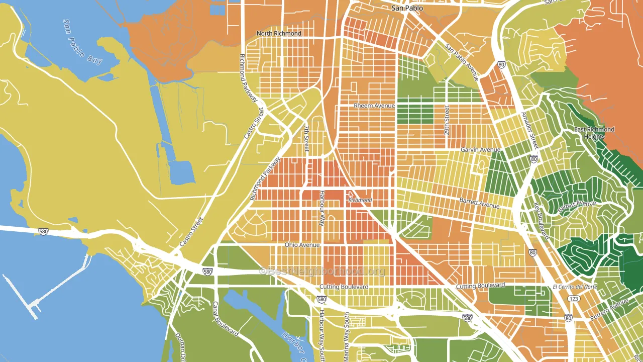 Iron Triangle, Richmond, CA block-group voter-turnout map