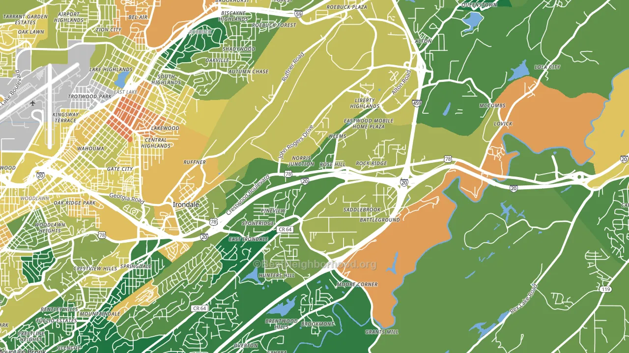 Irondale, AL block-group voter-turnout map
