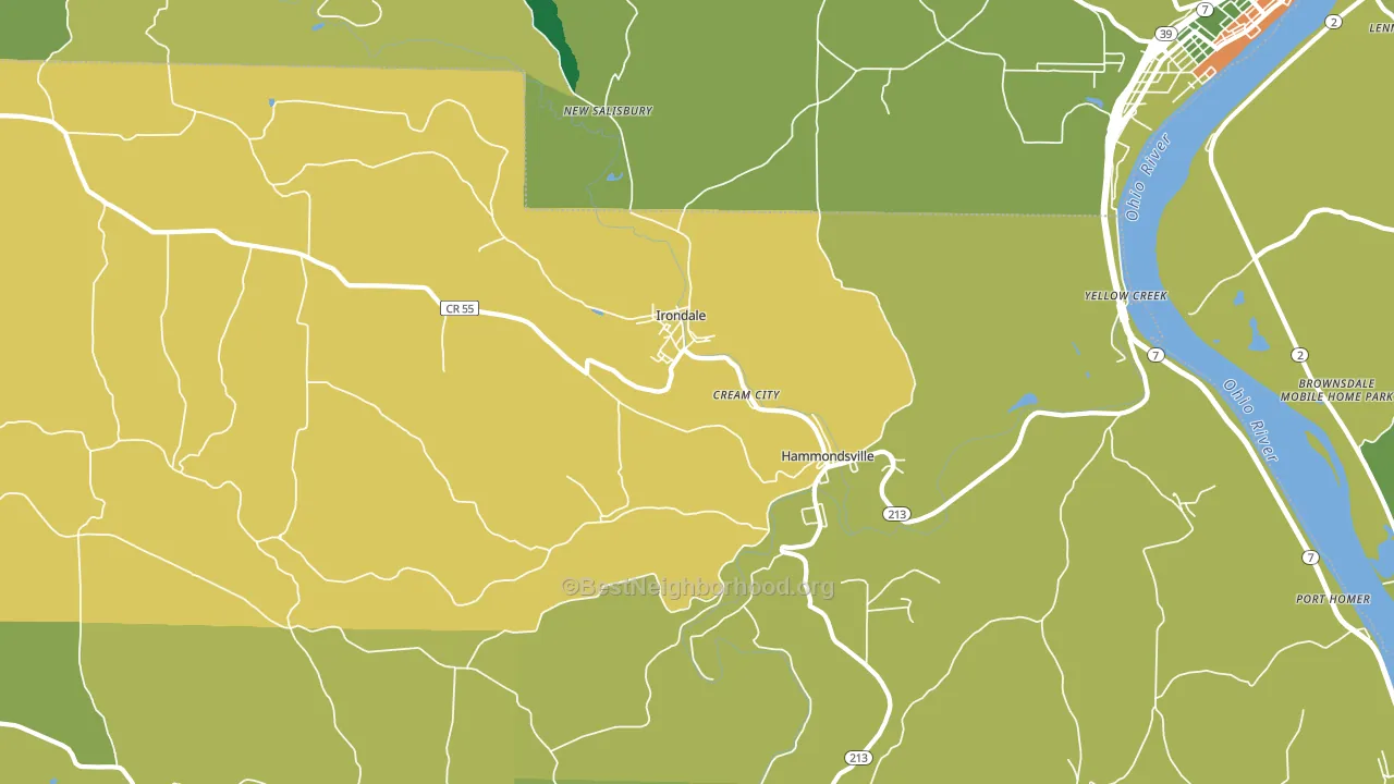 Irondale, OH block-group voter-turnout map