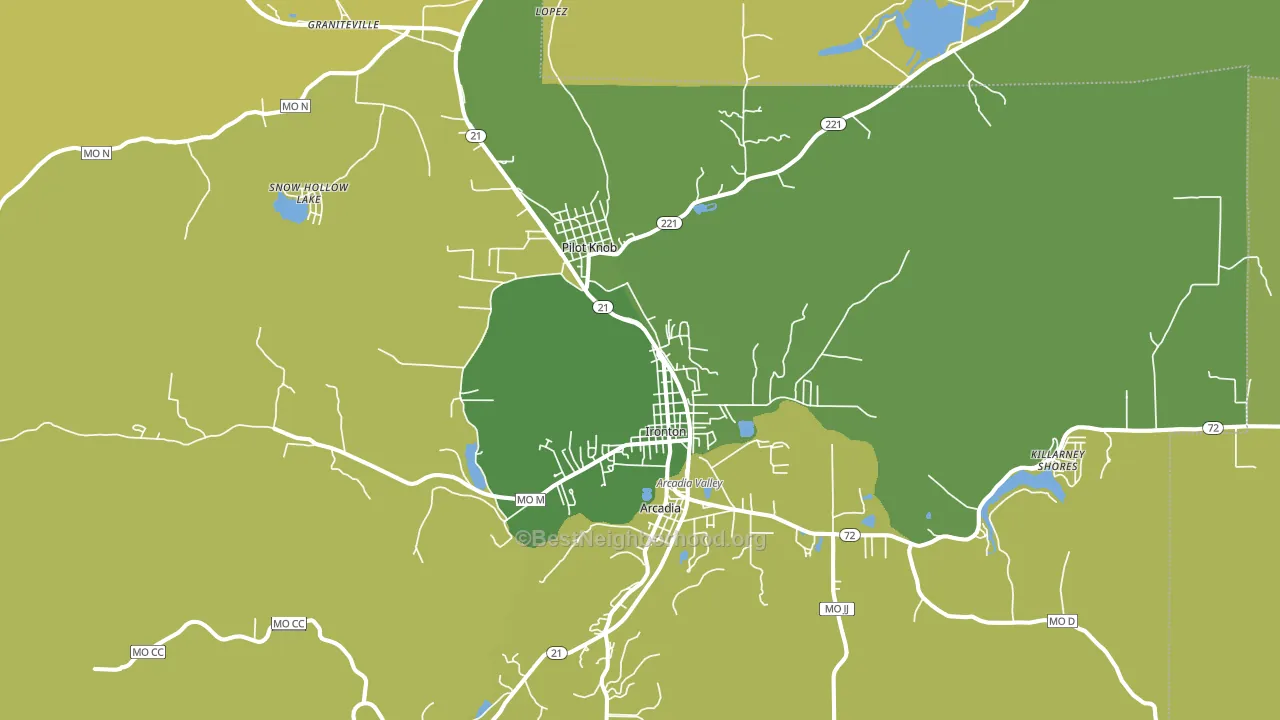 Ironton, MO block-group voter-turnout map