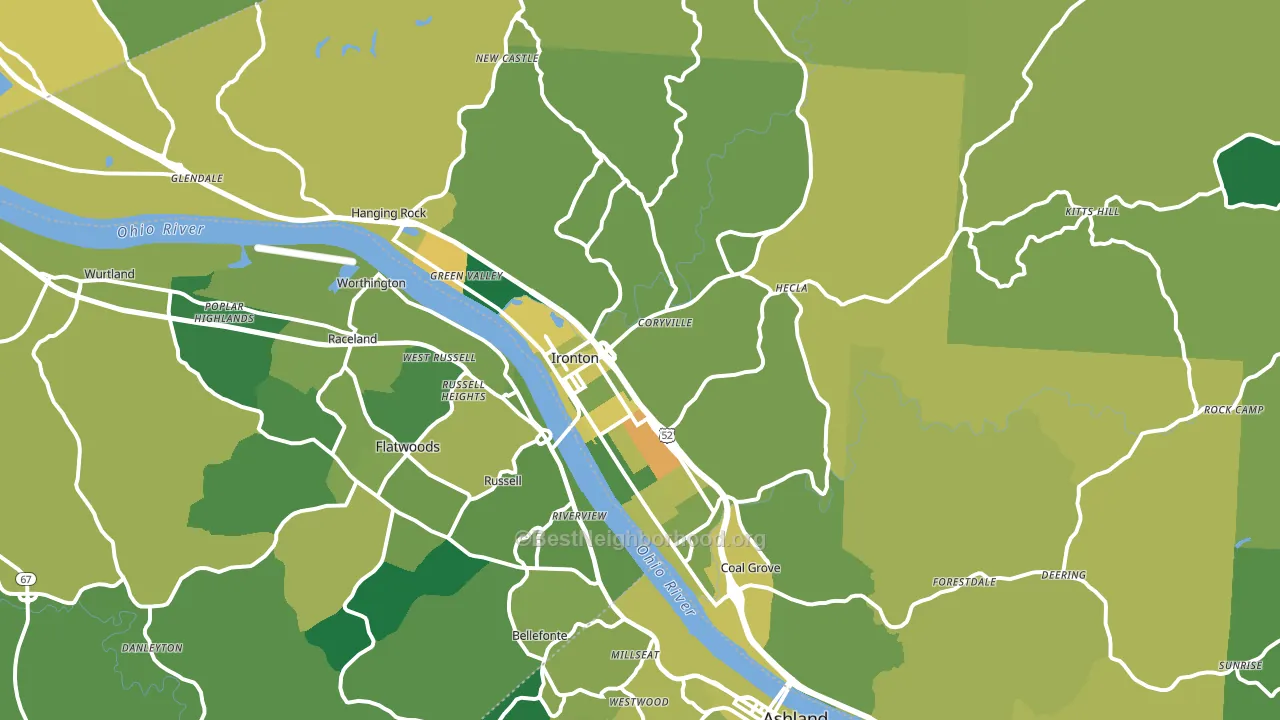 Ironton, OH block-group voter-turnout map