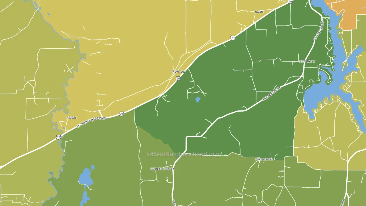 Ironton, TX block-group voter-turnout map