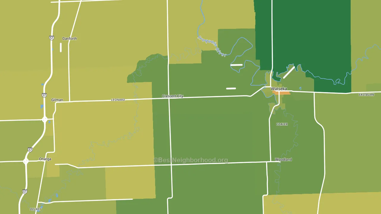 Iroquois County, IL block-group voter-turnout map