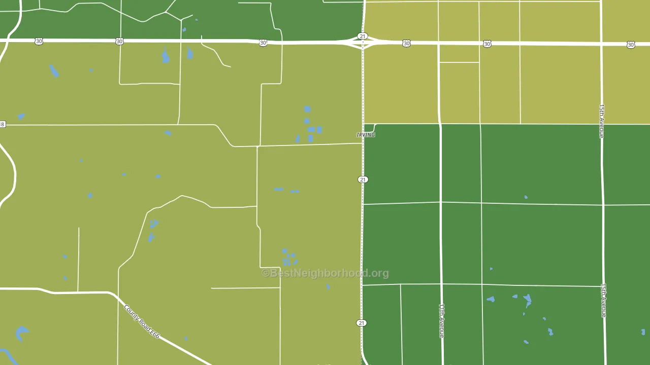 Irving, IA block-group voter-turnout map