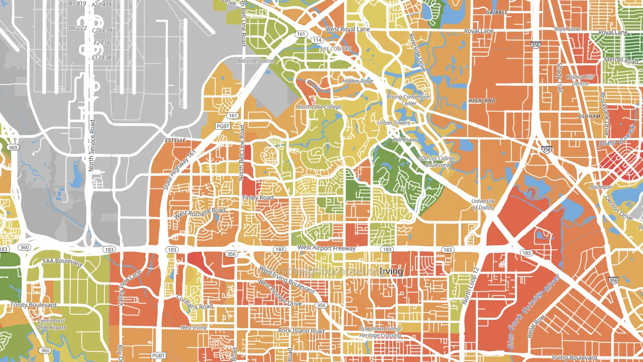 Irving, TX block-group voter-turnout map
