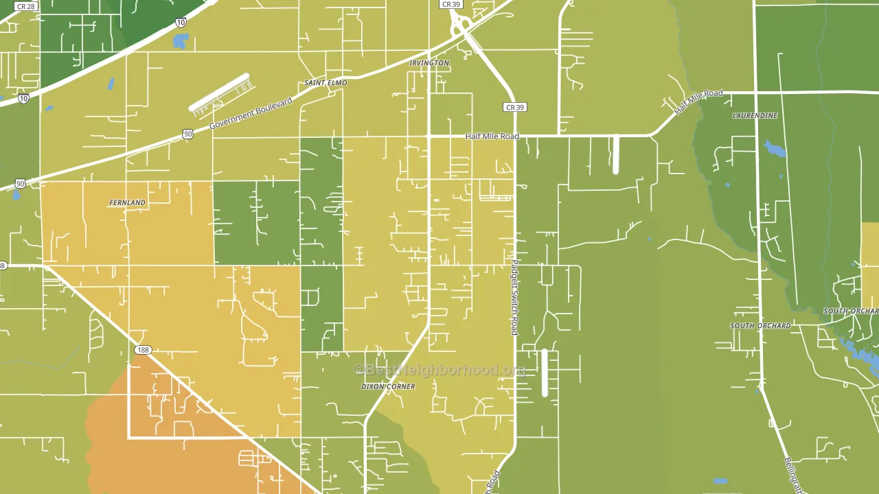 Irvington, AL block-group voter-turnout map