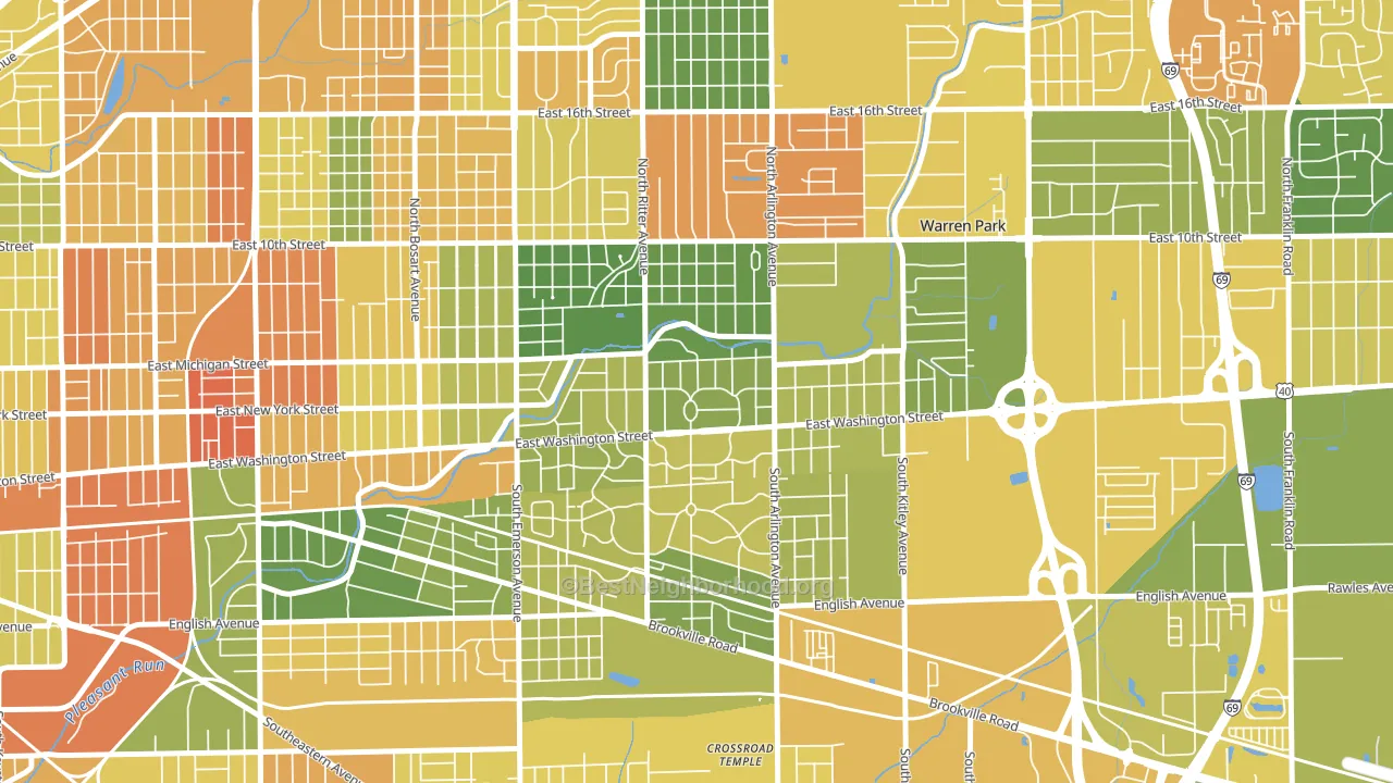 Irvington, Indianapolis, IN block-group voter-turnout map