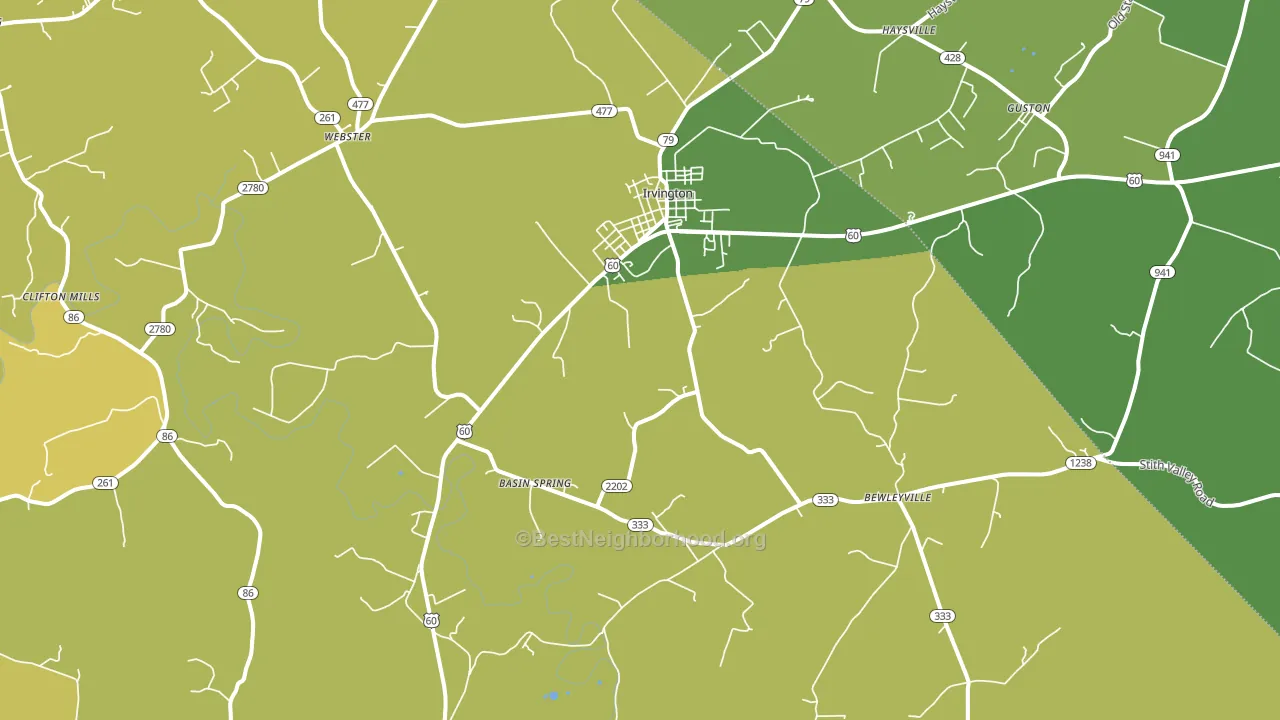 Irvington, KY block-group voter-turnout map
