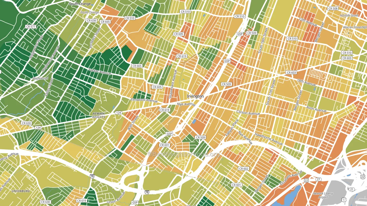 Irvington, NJ block-group voter-turnout map
