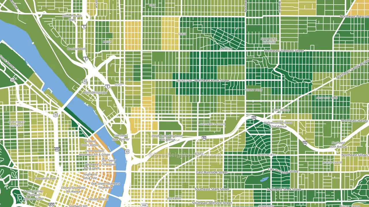Irvington, Portland, OR block-group voter-turnout map