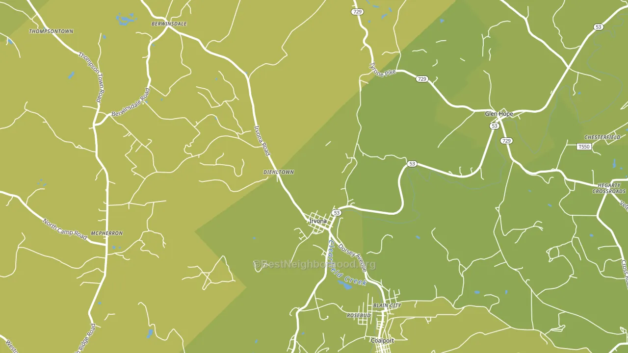 Irvona, PA block-group voter-turnout map