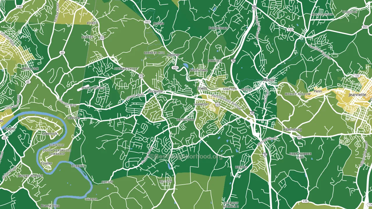 Irwin, PA block-group voter-turnout map