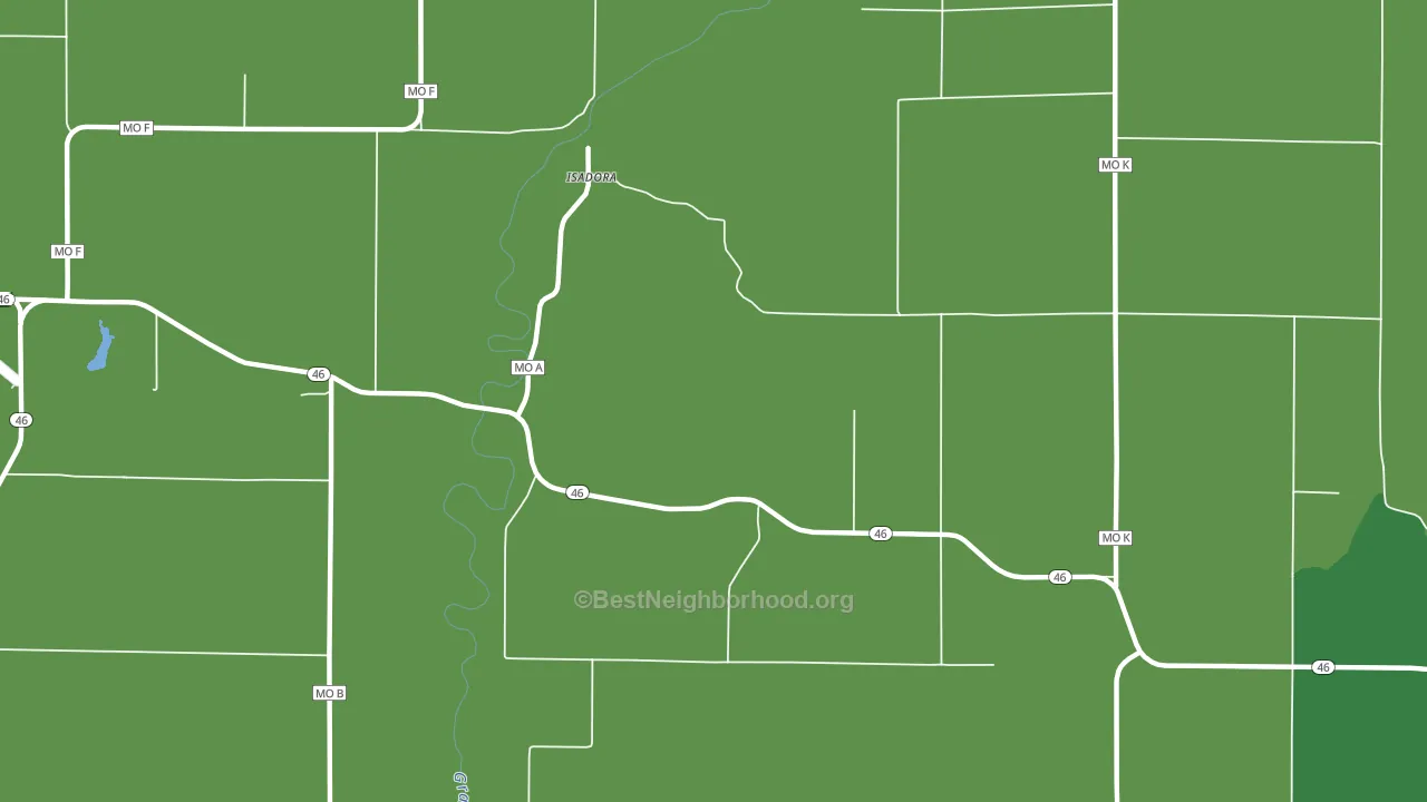 Isadora, MO block-group voter-turnout map