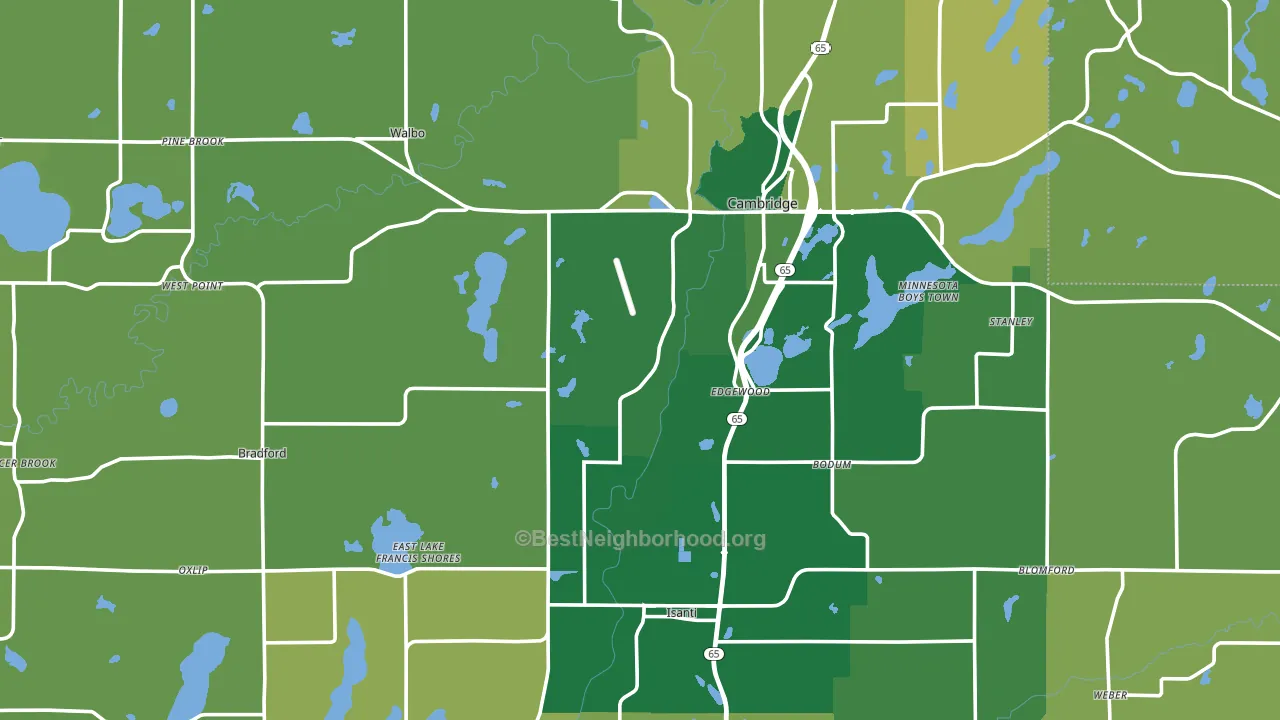 Isanti County, MN block-group voter-turnout map