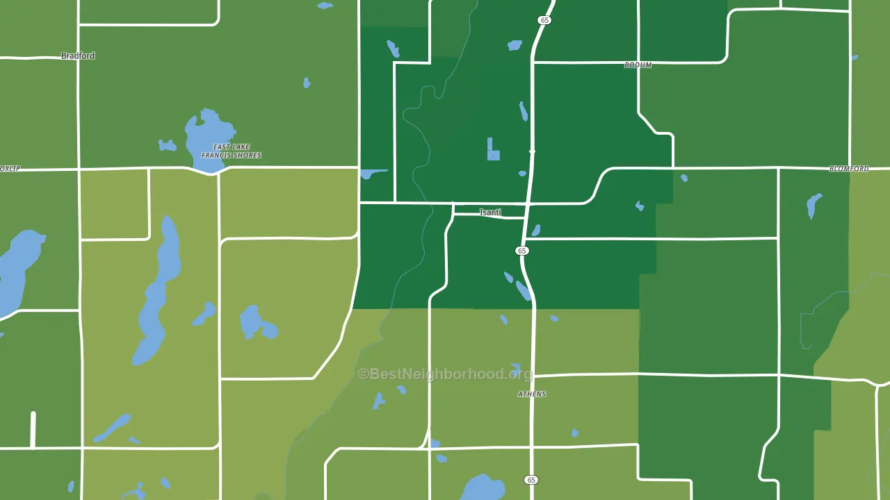 Isanti, MN block-group voter-turnout map